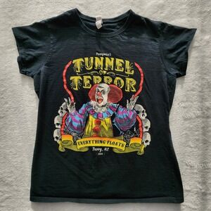 Stephen King IT Pennywise Clown T Shirt Womens XL Tunnel of Terror Horror Tee